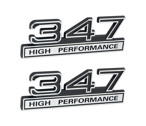 347 Stroker High Performance Emblem Badge Logo in Chrome & Black - 4" Long Pair