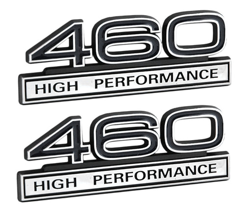 460 7.5 Liter High Performance Engine Emblem Badge Logo in Black & Chrome - Pair