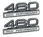 460 7.5 Liter High Performance Engine Emblem Badge Logo in Black & Chrome - Pair