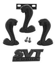 1994-2004 Mustang Cobra SVT Two-Tone Black Trunk, Grille, Fender Emblems 4pc Set