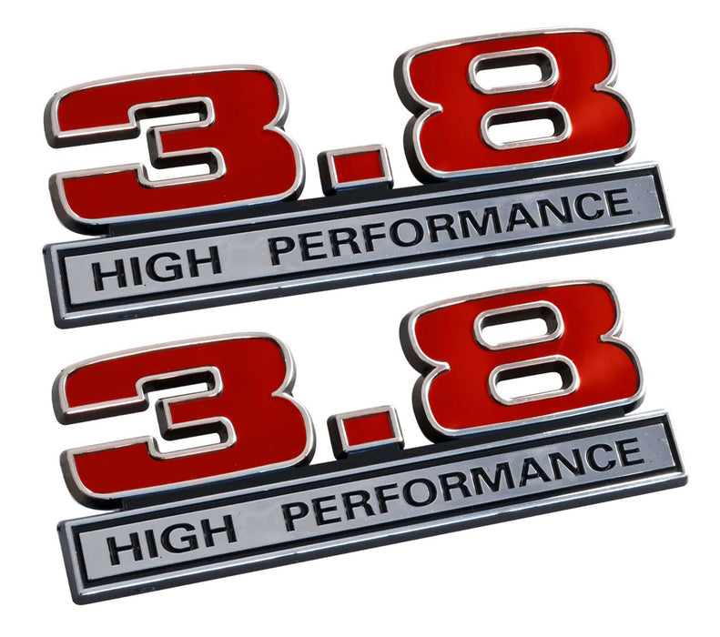3.8 Liter 231 & 232 V6 Engine Emblems Badges in Chrome & Red - 5