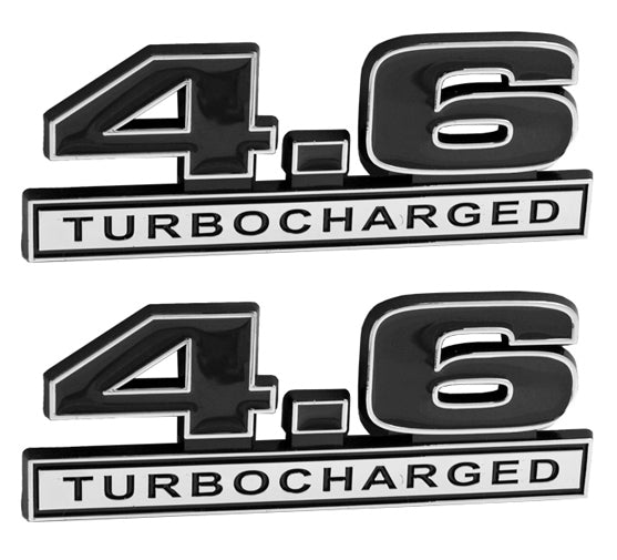 Engine Liter Emblems 4.6 Liter Turbocharged Engine Emblems Badges in Chrome & Black - 5
