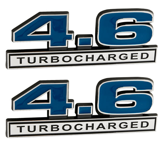 Engine Emblems 4.6 Liter Turbocharged Engine Emblems Badges in Chrome & Blue - 5