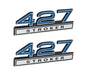 427 Stroker 7.0 Liter Engine Emblems Badges in Chrome & Blue - 4" Long Pair