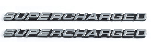 Ford Mustang Cobra Supercharged Silver Metal Emblems 7 3/8" x 1/2" - Pair LH RH