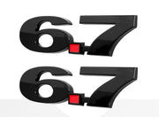 Ford Superduty Powerstroke Truck Gloss Black 6.7 6.7L 6" Fender Emblems - Pair