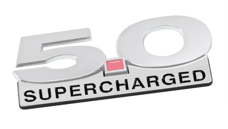 2011-2014 Mustang 5" Chrome & Black Supercharged Fender Lower Emblem Accent