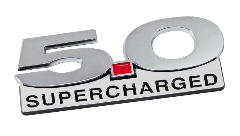 2011-2014 Mustang 5" Chrome & Black Supercharged Fender Lower Emblem Accent