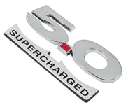 2011-2014 Mustang 5" Chrome & Black Supercharged Fender Lower Emblem Accent