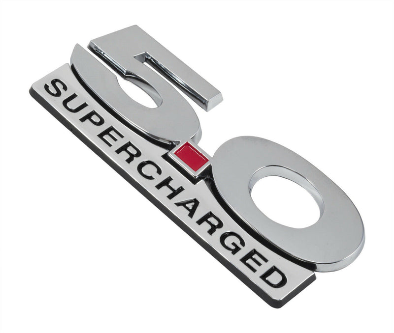 2011-2014 Mustang 5" Chrome & Black Supercharged Fender Lower Emblem Accent