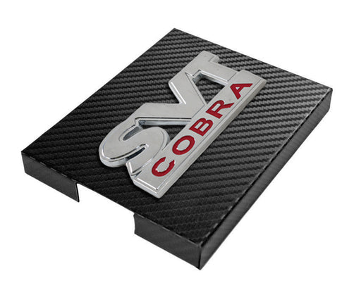 1998-2004 Mustang Carbon Fiber Stainless Engine Fuse Box Cover w/ SVT Cobra Emblem