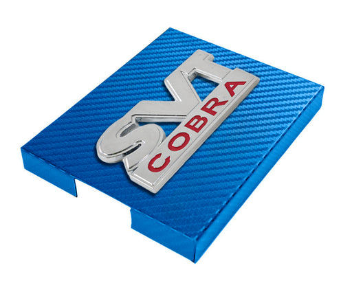 1998-2004 Mustang Blue Carbon Fiber Engine Fuse Box Cover w/ SVT Cobra Emblem
