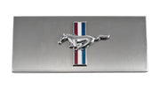 2005-2009 Ford Mustang Brushed Stainless Engine Fuse Box Cover w/ Tribar Emblem