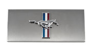 2005-2009 Ford Mustang Brushed Stainless Engine Fuse Box Cover w/ Tribar Emblem