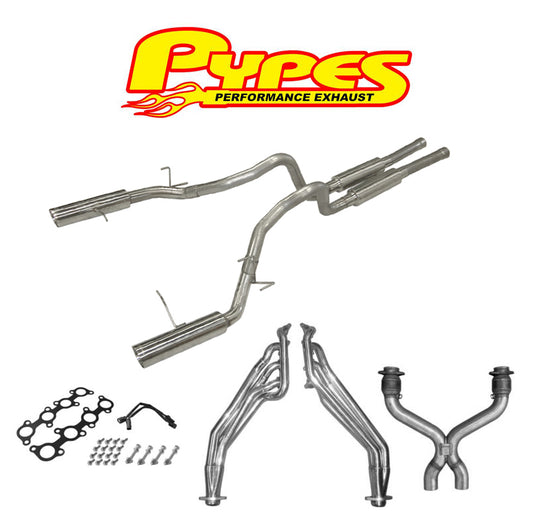 2011-2014 Mustang GT 5.0 PYPES Long Tube Headers X-Pipe Cats 3" Exhaust System