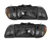 1987-1993 Mustang GT LX Smoked Amber 12 Piece Complete Headlights Headlamps Kit