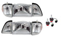 1987-1993 Mustang Euro Clear Headlights 6 piece Set Amber Sides 6500K LED Bulbs