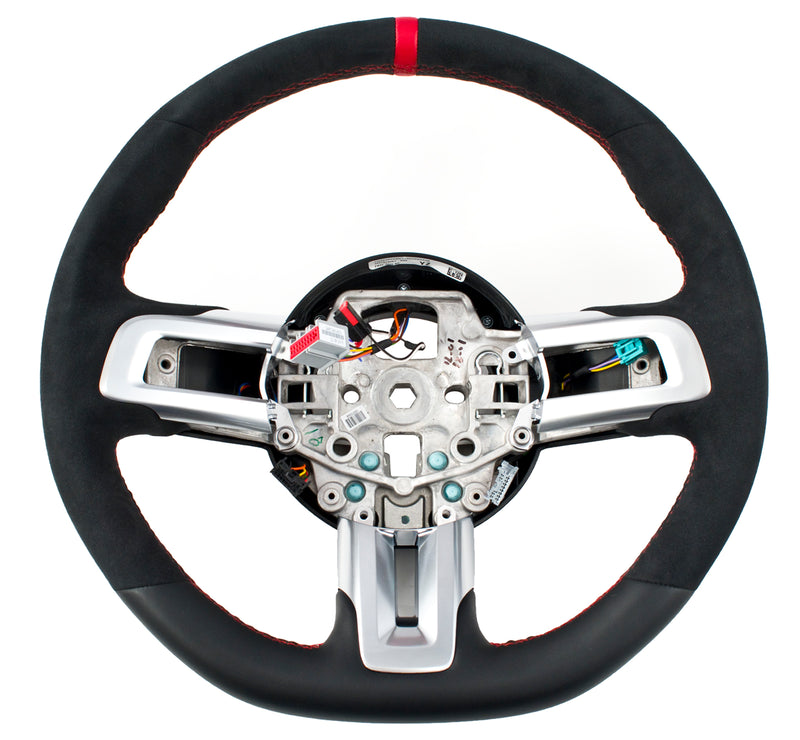 2015-2017 Mustang GT Ecoboost Steering Wheel Leather & Suede w/ Red Stitching
