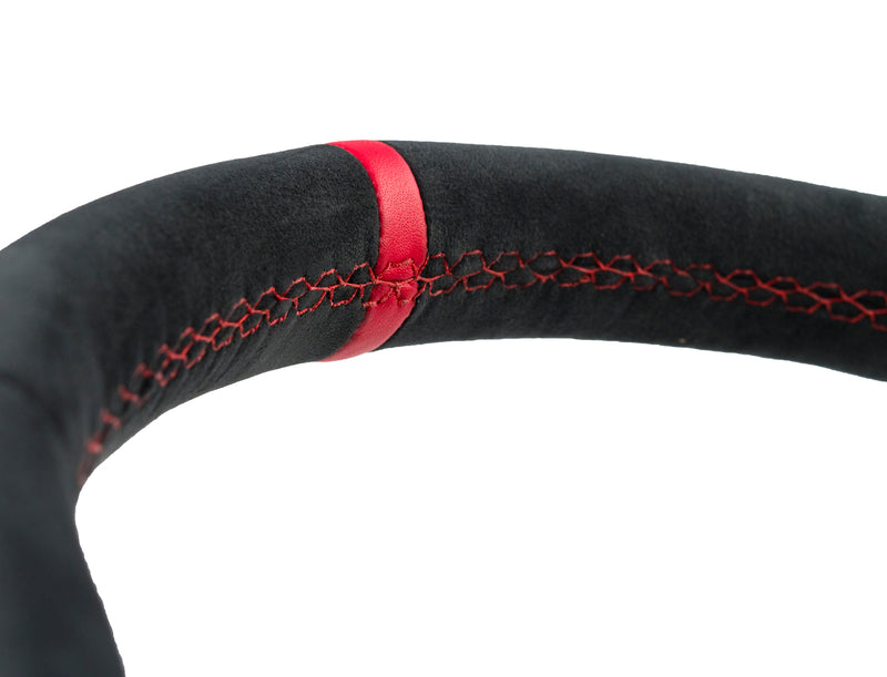 2015-2017 Mustang GT Ecoboost Steering Wheel Leather & Suede w/ Red Stitching