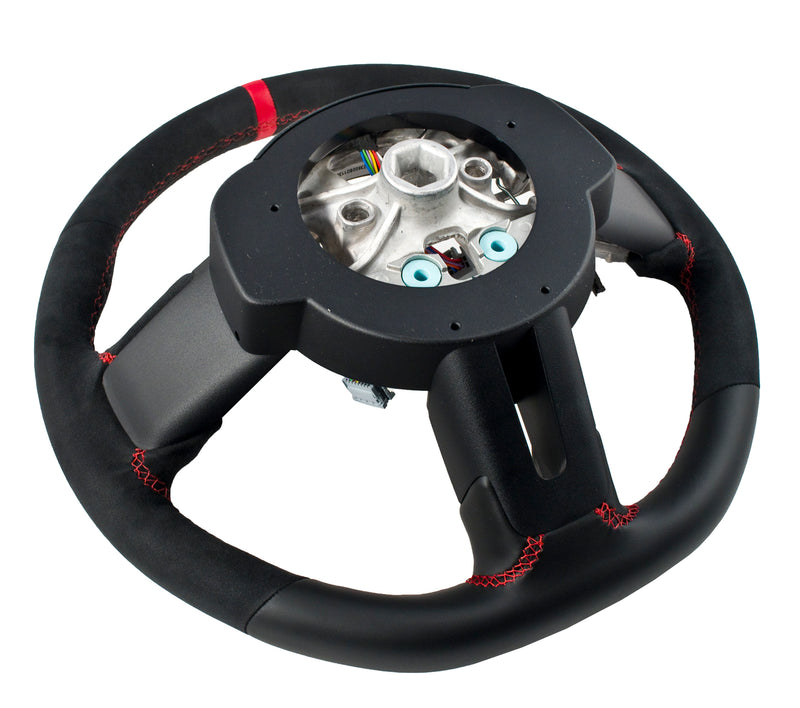 2015-2017 Mustang GT Ecoboost Steering Wheel Leather & Suede w/ Red Stitching