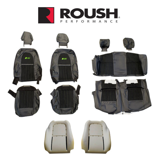 2012-2014 Mustang Convertible Roush RS3 Front Rear Seat Upholstery Black & Green
