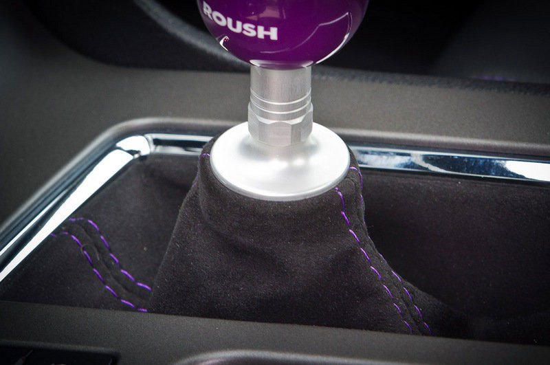 2011-2014 Mustang 6-Speed Roush Alcantara Black Shift Boot w/ Purple Stitching