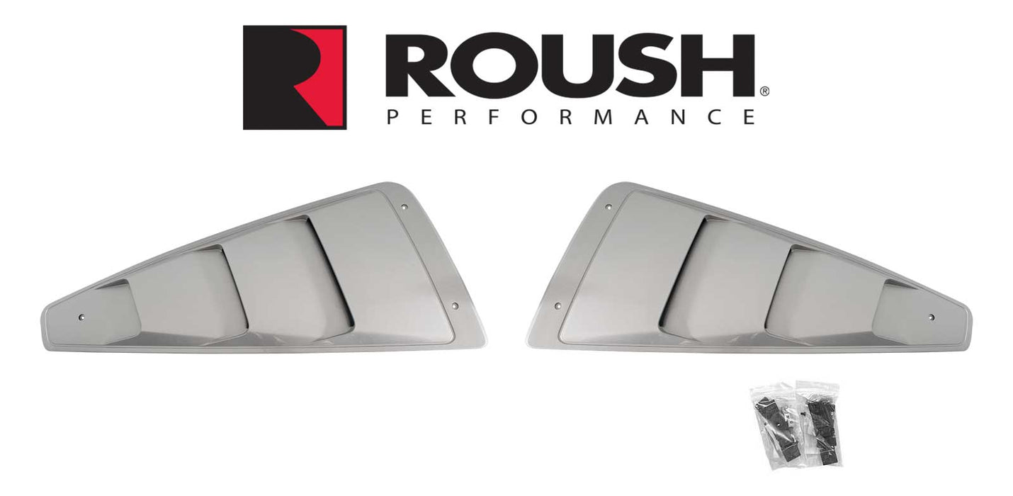 2005-2014 Mustang Roush 403236 Quarter Window Louvers Scoops Satin Silver TL