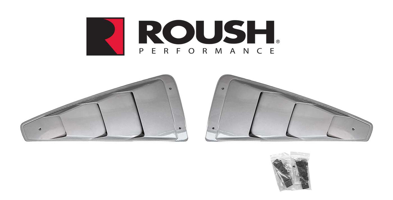 2005-2014 Mustang Roush 420101 Quarter Window Louvers Scoops Brilliant Silver UI