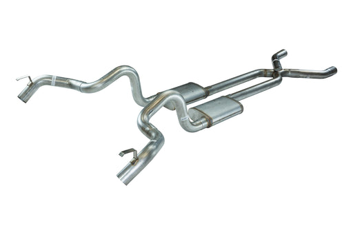 Crossmember Back w/X-Pipe Exhaust System 70-74 F-Body Split Rear Dual Quarter Exit 3in Intermediate And Tail Pipe Violator Mufflers/Hardware Incl Tip Not Incl Polished 409 Stainless Pypes Exhaust