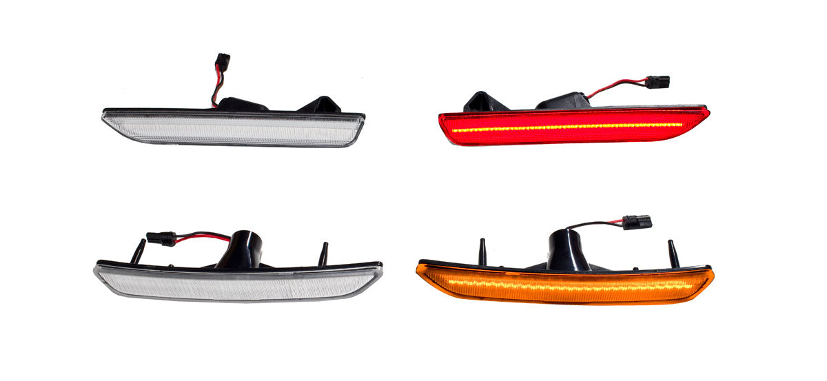 MTD Smoke Lens LED Side Marker Lights – For Ford Mustang 2010-2014 – Amber/Red, Front Rear Set