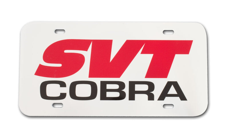 Mustang SVT Cobra Front or Rear Plastic License Plate - Red & White