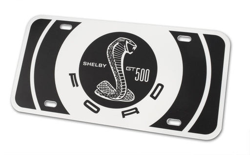Mustang Shelby GT500 Front or Rear Plastic License Plate - Black & White