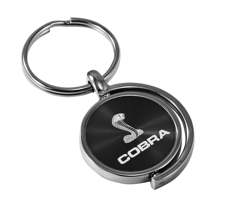 Ford Mustang Shelby GT500 GT350 Cobra Black Swivel Spinner 2-Sided Keychain Ring