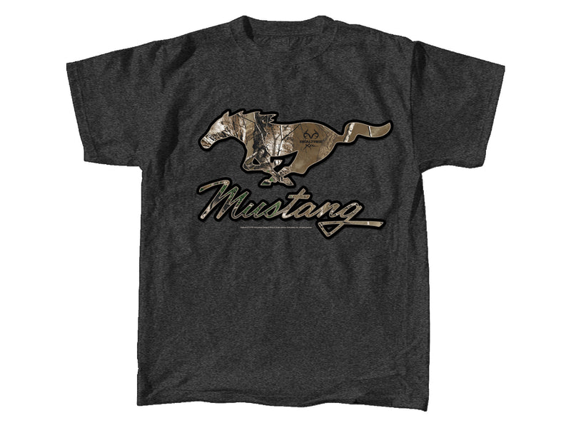 Ford Mustang Realtree Camo Camoflauge Running Horse Gray Graphic T-Shirt - XL