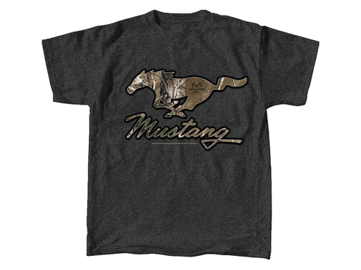 Ford Mustang Realtree Camo Running Horse Pony Gray Graphic T-Shirt Mens Large