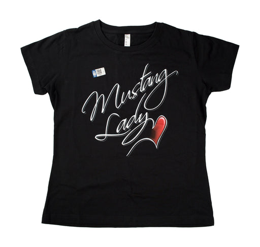 Ford "Mustang Lady" w/ Heart Black Graphic Women's T-Shirt Shirt - Small