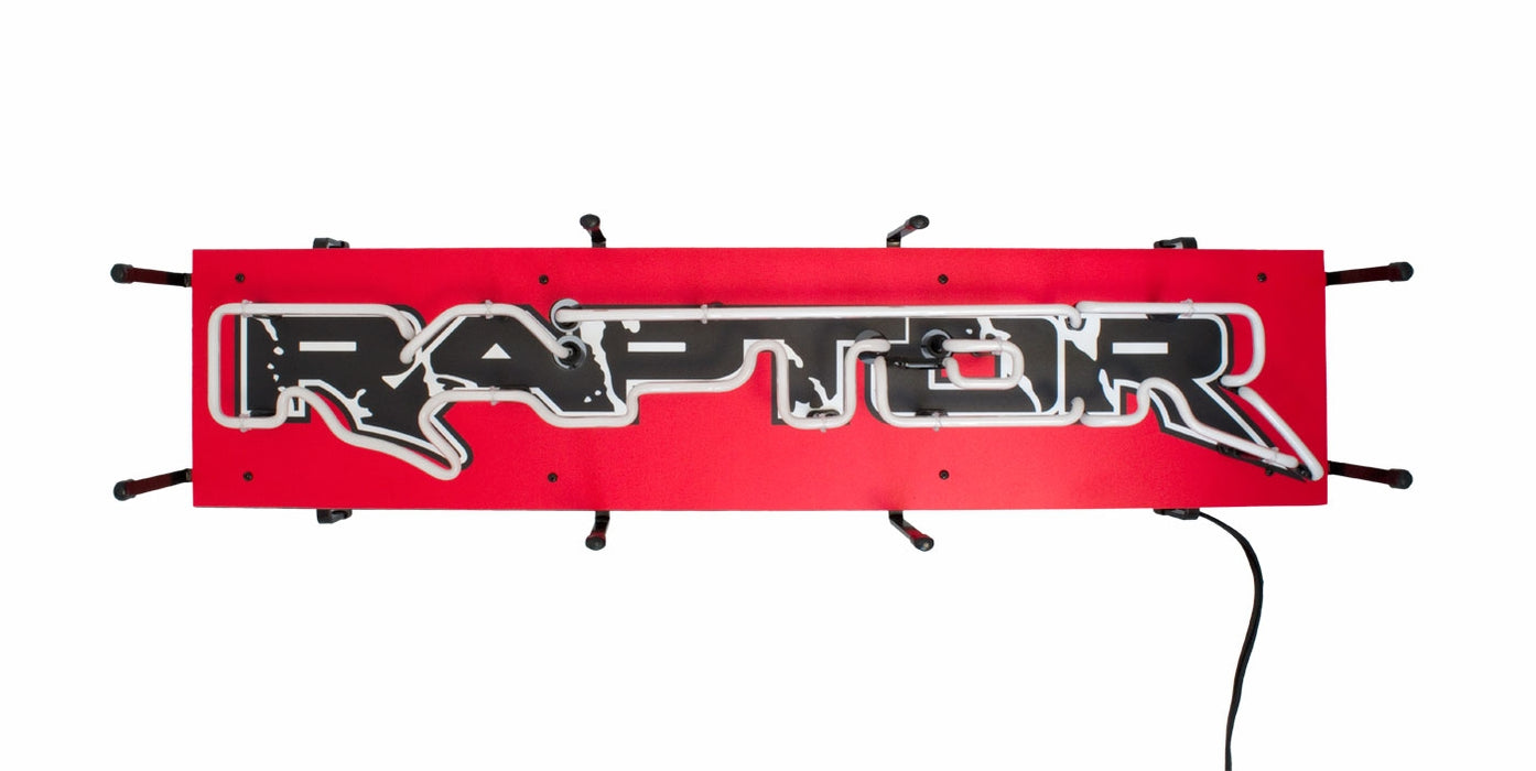 Ford F-150 SVT Raptor Truck Logo 33" x 8" Red Black & White Neon Light Up Sign
