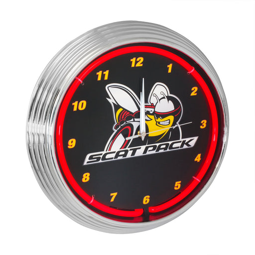 Dodge Challenger Charger R/T Scat Pack Red Neon Garage Man Cave Wall Clock