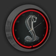 1993-2004 Mustang SVT Cobra Snake Red Light Up Neon Garage Man Cave Wall Clock