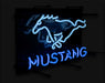 Ford Mustang Running Horse Pony Logo 17" x 11" Blue & White Neon Light Up Sign