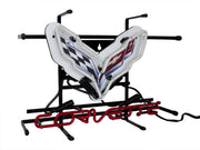 Corvette C7 Stingray Neon White & Red Light Up Garage Wall Sign 17" x 12"