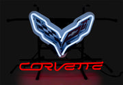 Corvette C7 Stingray Neon White & Red Light Up Garage Wall Sign 17" x 12"