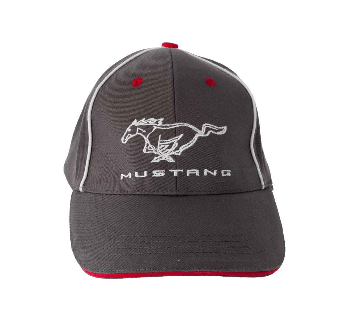 Ford Mustang Running Horse Pony Logo Grey Red & White Adjustable Hat Cap