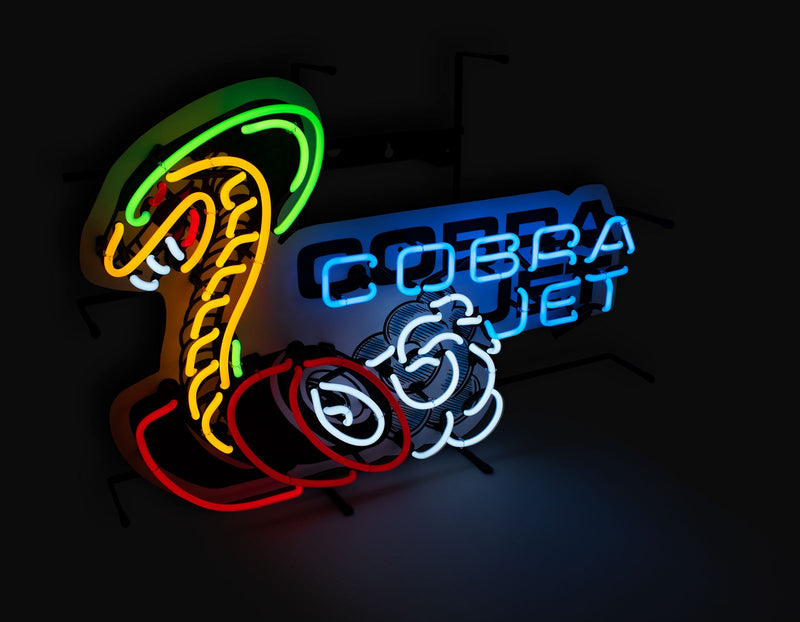 Ford Mustang Cobra Jet Snake 30" x 21" Neon Light Up Garage Wall Sign