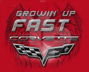 Children's C6 Corvette Growing Up Fast Red Cotton T-Shirt - Large