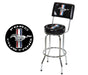 Ford Mustang Chrome & Black Tribar Running Horse Bar Stools w/ Back Rest - Pair