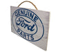 Blue and White Genuine Ford Parts Painted Weathered Vintage Wood Sign