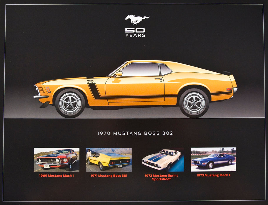 Mustang Fifty Years 50th Anniversary 8.5x11 Hero Spec Collector Cards - Set of 8