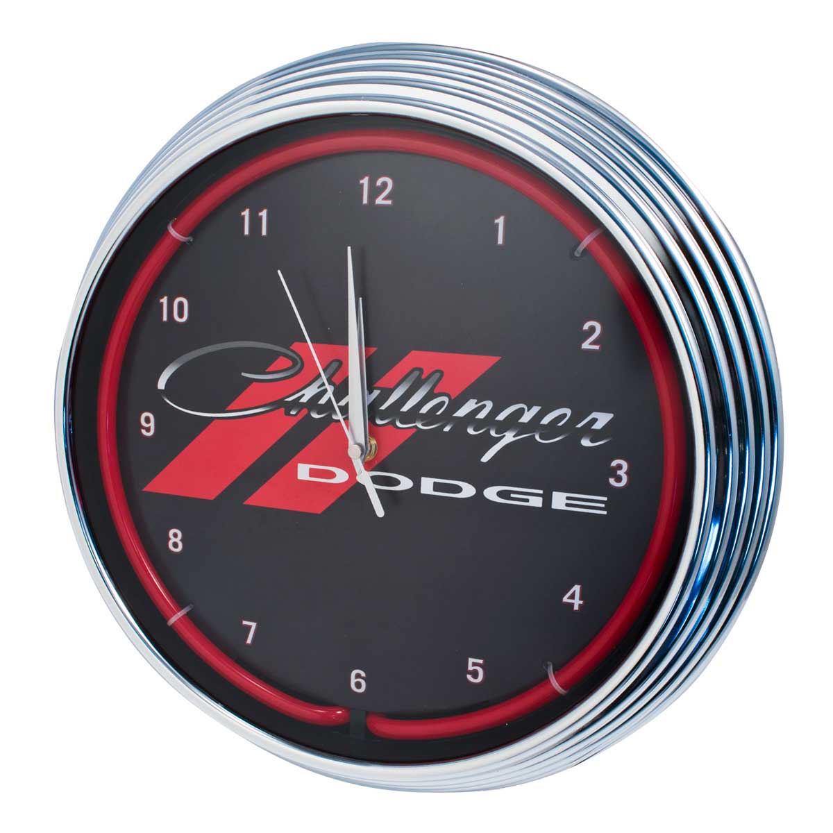 Red Light Up Neon Clock w/ Chrome Trim for Dodge Challenger SRT