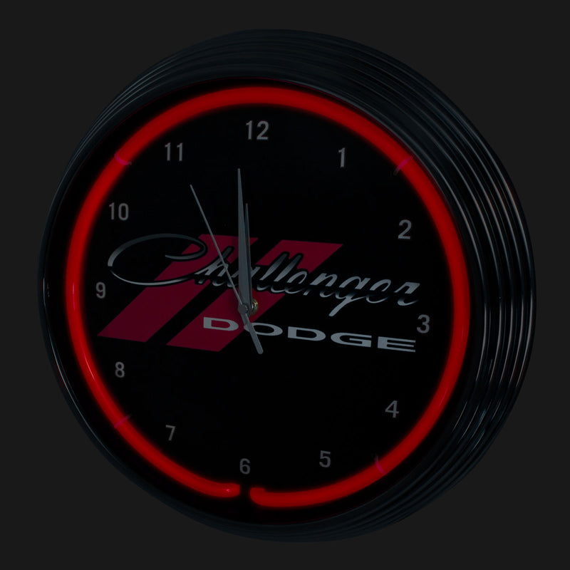 Red Light Up Neon Clock w/ Chrome Trim for Dodge Challenger SRT Hellcat Demon